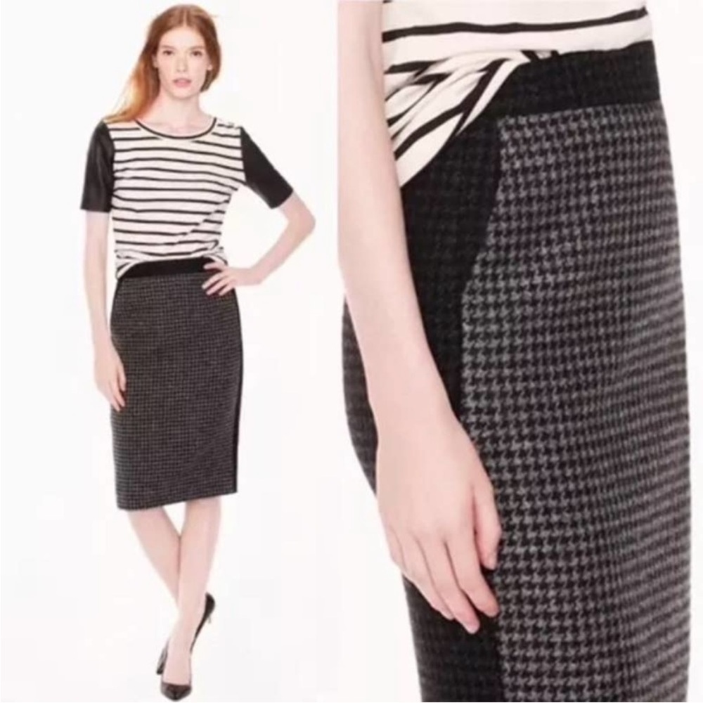 J. Crew‎ Wool Houndstooth Pencil Skirt
